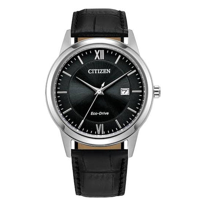 Citizen Eco-Drive Dress Mens Black Leather Strap Watch J810-A12NM02 BLACK.