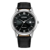 Citizen Eco-Drive Dress Mens Black Leather Strap Watch J810-A12NM02 BLACK