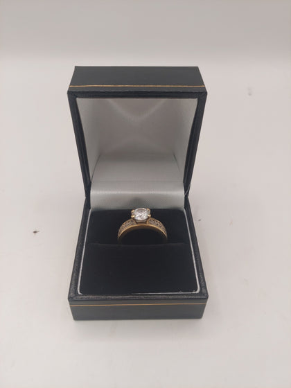 9k Gold Ring with CZ Stone 2.5G Hallmarked(375)&Tested Size M
