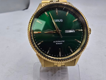 lorus gold tone/green automatic watch