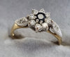 9ct Gold RIng with Black/Clear Stones Size "O"