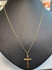 9ct Yellow Gold Cross and Thin Chain - 18" - Cross approx. 1" 1.6g