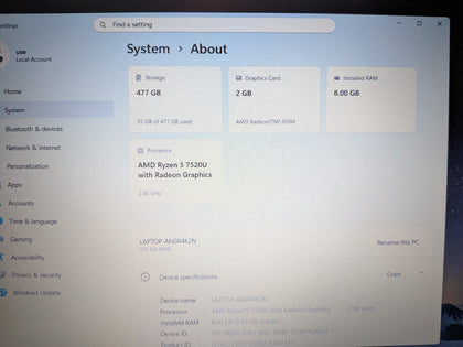 Lenovo Laptop  And Ryzen 5  Windows 11