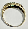 9ct Yellow five stoned half hoop ring with green stones size O