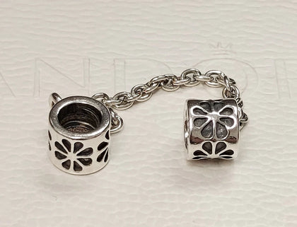 Genuine Pandora S925 ALE 'Daisy Flower Safety Chain' Charm - RETIRED