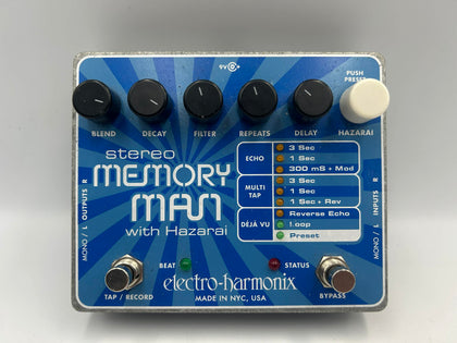 Electro-Harmonix Stereo Memory Man with Hazarai Delay Looper Guitar Effect Pedal