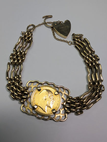 1906 Half Sovereign 4 Bar Bracelet
