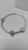 Pandora (ALE 925) Sterling Silver Bangle Bracelet With 2x Charms (Books & I Love You) - Boxed