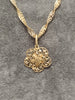 14ct Yellow & White Gold Singapore Chain & Filigree Flower Pendant