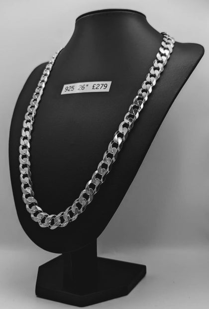 925 sterling Silver HEAVY CURBED CHAIN W/ LOBSTER LOCK 25