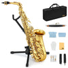 Eastar AS-II Student Alto Saxophone E Flat Gold Lacquer Alto Beginner Sax Full Kit with Carrying Sax Case Mouthpiece Straps Reeds Stand