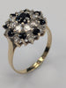 9ct gold ring with black and clear stones size N