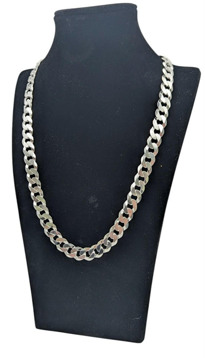925 HALLMARKED, SILVER, OVAL CURBED CHAIN W/ LOBSTER LOCK, 24