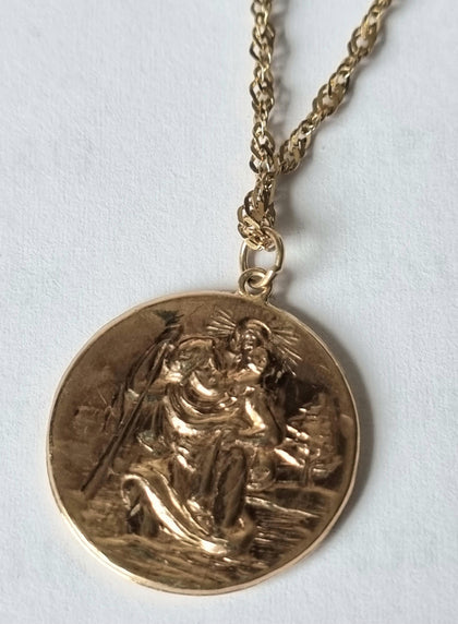 9ct Gold Chain with St Christopher