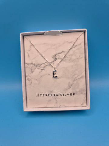 Sterling silver Necklace with the letter E