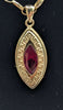 9CT 375 HALLMARKED, YELLOW GOLD, MARQUISE PENDANT ON OVAL LINK CHAIN, 20", 5.28G