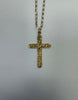 9ct Yellow Gold Chain & Cross Pendent, 28" Long, 8.4g, 2mm Wide - Hallmarked