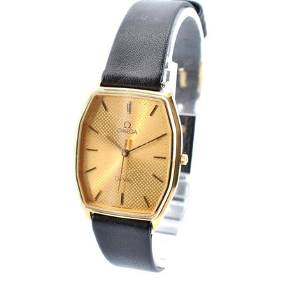 Omega De Ville Cal.1417 Gold Octagon Quartz Mens Watch Authentic