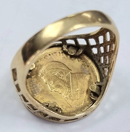 1/10 oz Krugerrand Gold Coin Ring 1987