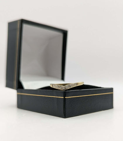 375 Hallmarked 9CT, Yellow Gold, Wishbone Ring, Size R, 1.5G