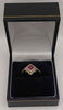 9ct 375 yellow gold ring art deco style ring with red stone centre boxed 2.06g size Q