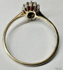9ct yellow gold garnet halo ring size Q1/2