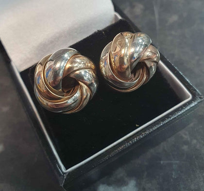 9ct Yellow Gold 3 tone Knot Stud earrings - 5.1g