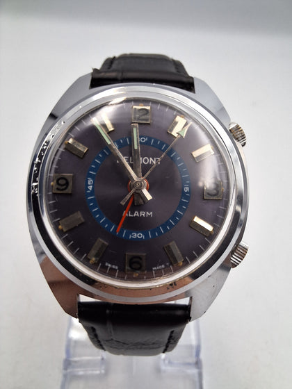 Belmont 2044-9900 manual alarm watch with new leather strap BOXED