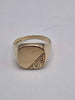 9ct Yellow Gold Ring Signet Ring With Pattern - Size R - 4.67 Grams