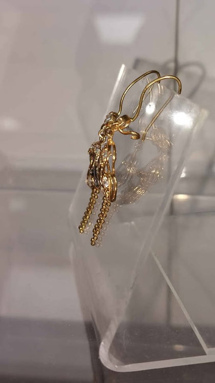 916 22K YELLOW GOLD, BALI DROP EARING, HOOK LOCK, 4.07G, BOXED, PRE OWNED