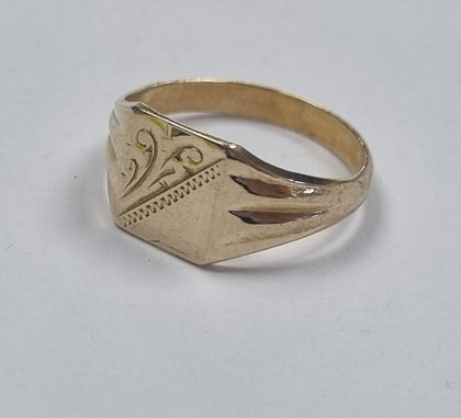 9CT GOLD SIGNET RING SIZE M
