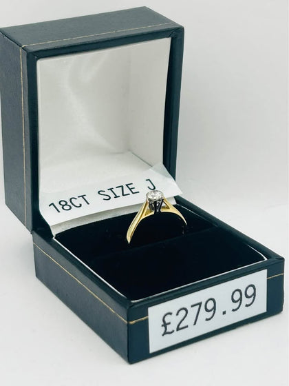 18CT YELLOW GOLD, 750 HALLMARKED RING W/ STONE, SIZE:J, BOXED