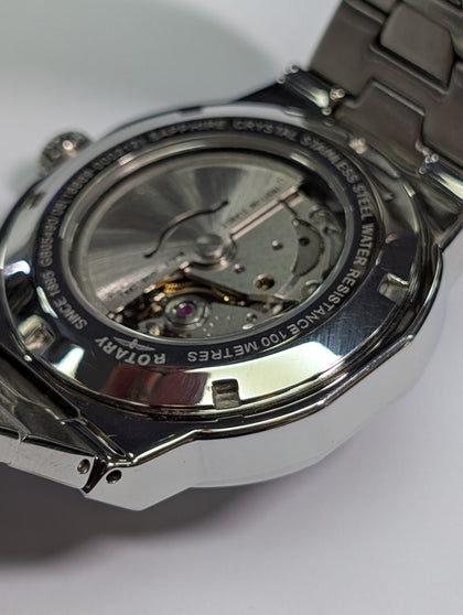 ROTARY REGENT AUTOMATIC SKELETON BACK WATCH BOXED