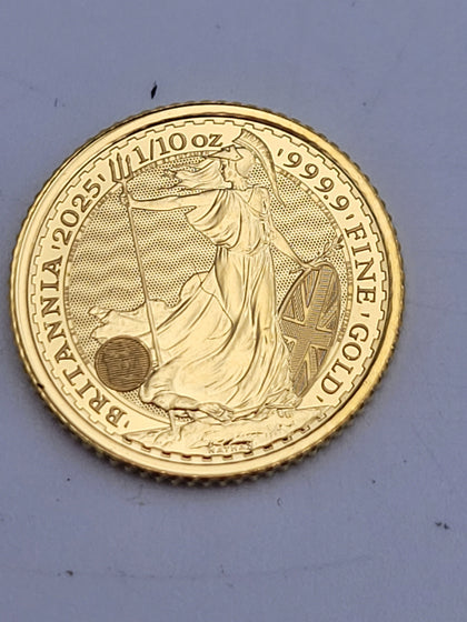 2025 Britannia King Charles III 24ct .9999 Fine Gold £10 Coin – 1/10oz (3.11 Grams)