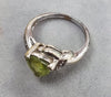 9ct White Gold Peridot & Diamond Ring size N