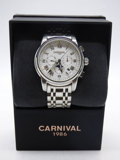 Automatic Movement Carnival Top Brand Luxury Men Mechanical Silver White