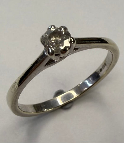 9ct White Gold Diamond Ring Size N .25ct