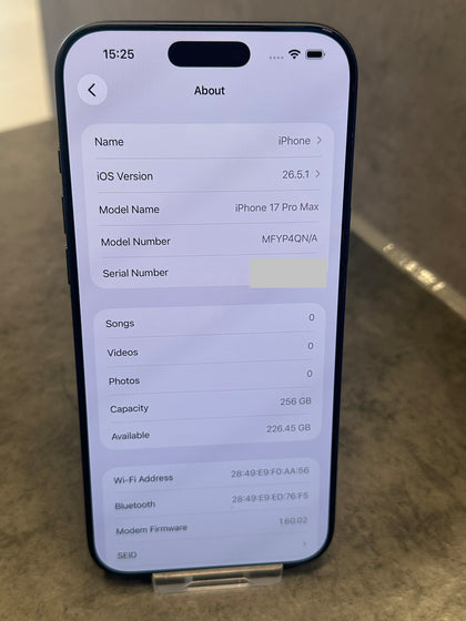 Apple iPhone 17 Pro Max 256GB Deep Blue BH 100% Cycle 67 Apple Warranty 14/04/27