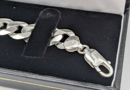 925 Silver Hallmarked, Heavy Curbed Bracelet with Lobster Lock, 8