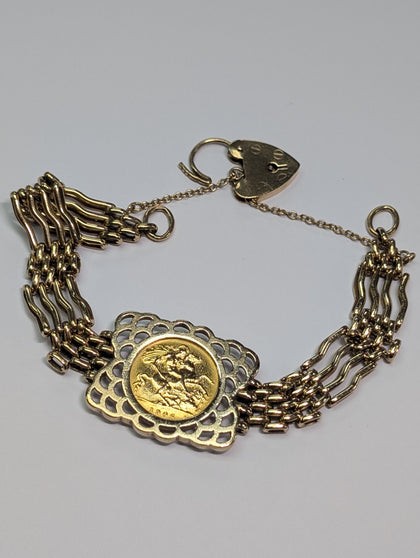 1906 HALF SOVEREIGN  4 BAR BRACELET