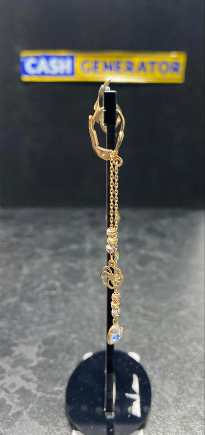 14ct Gold Fancy C/Z Heart Earrings 2.42g