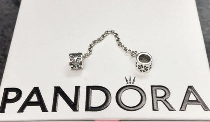 Genuine Pandora S925 ALE 'Daisy Flower Safety Chain' Charm - RETIRED