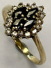 9ct Gold Ring with Black & Clear Stones