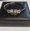 9ct White Gold Hinged Flower Bangle - 8.02g - 2.5" - Hallmarked