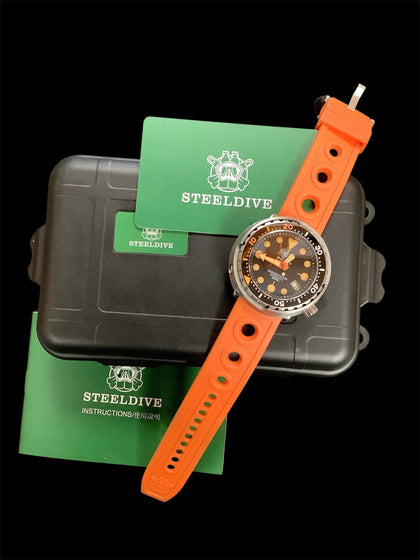 STEELDIVE SD1975V Tuna Dive Wristwatch Ceramic Bezel 30Bar Waterproof Super Luminous NH35 Fashion Orange Mechanical Watch
