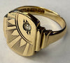 9CT Gold Patterned Sunburst Signet Ring Size R 1/2