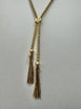 18" 9ct yellow gold double tassle necklace