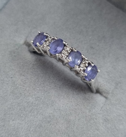 9ct White Gold Tanzanite Half Eternity Ring O1/2