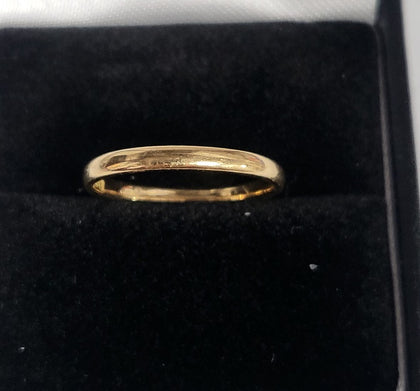 18ct Yellow Gold Thin Band Ring - 1.78G - Size J - Hallmarked