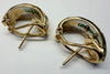 14ct yellow gold earrings with green and clear stones